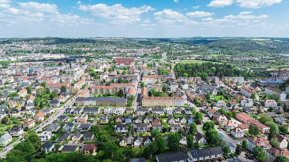 Eine Luftaufnahme des Stadtteils Debschwitz. © Stadt Gera