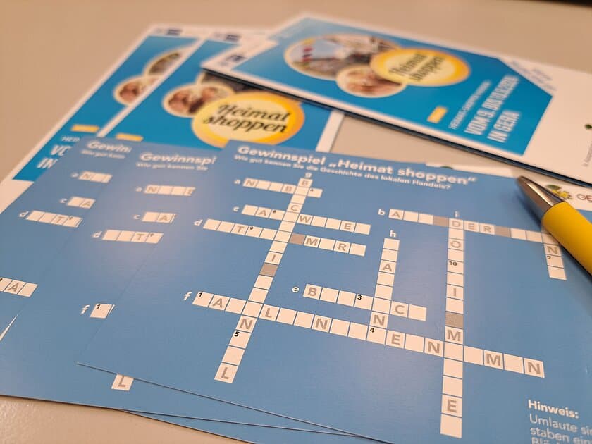 Gewinnspiel-Flyer von Aktion Heimat-Shoppen. © Stadt Gera