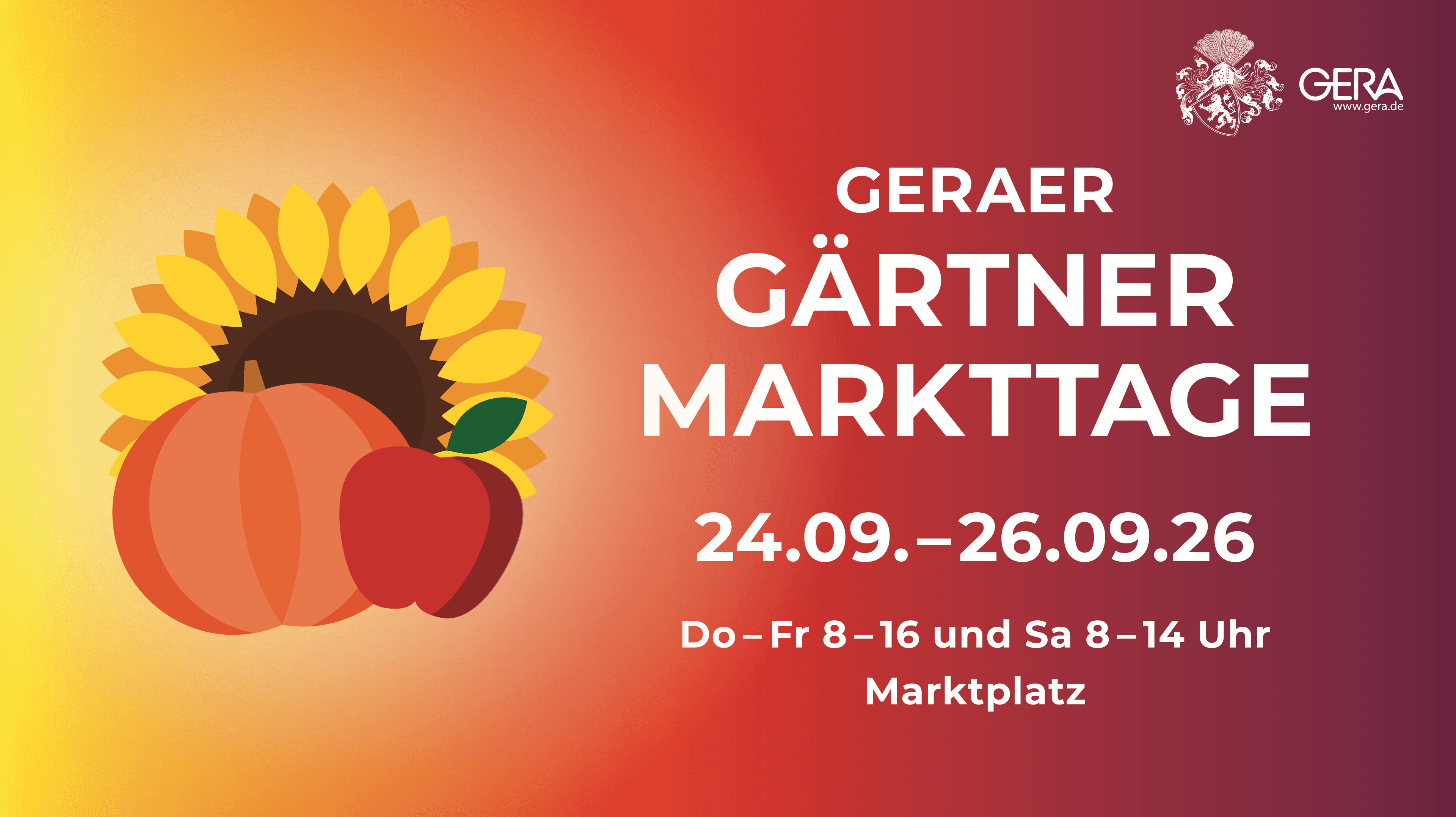 Gärtnermarkttage Herbst 24.09.-26.09.2026. © Stadt Gera