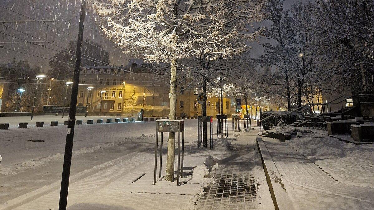 Ein geräumter Gehweg mit Schnee an beiden Seiten. © Stadt Gera