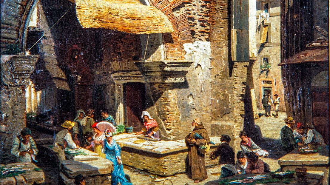 Hugo Paul Harrer, Am Marcellus-Theater in Rom, 1876, Öl auf Leinwand