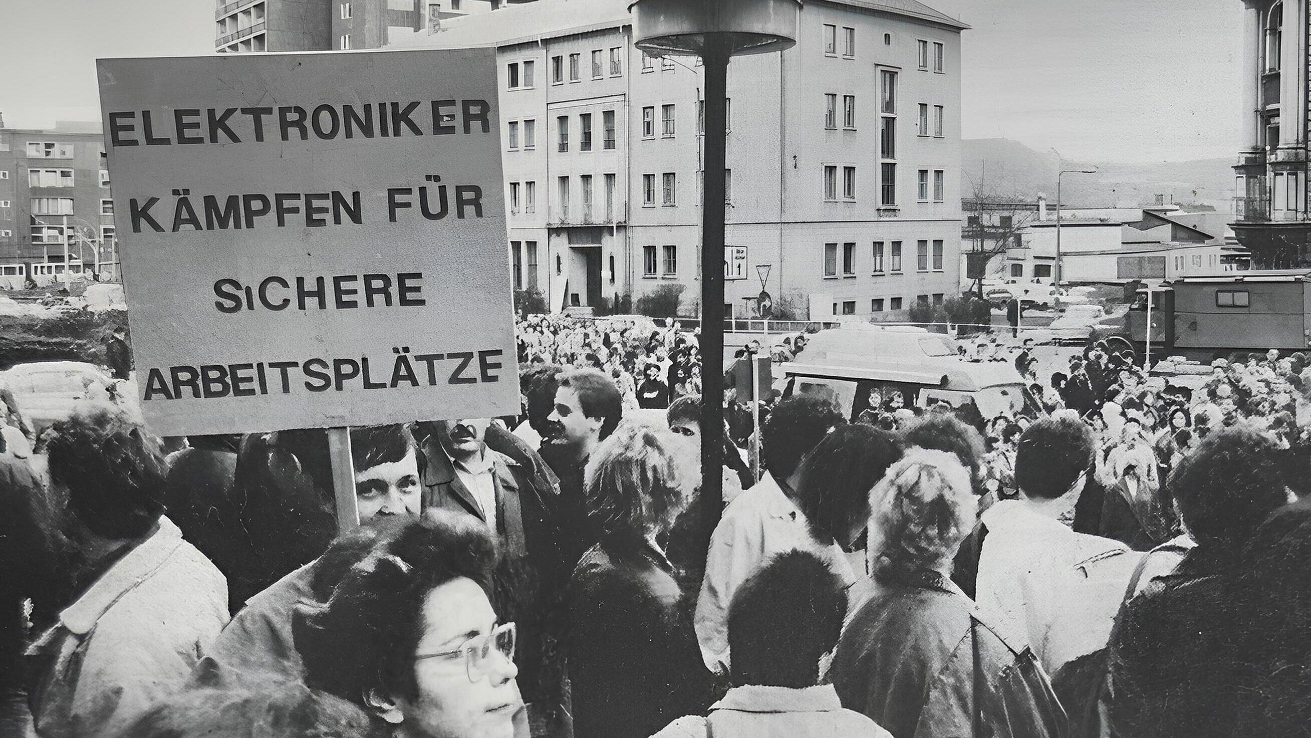 Demonstration der Belegschaft am 14.11.1990,. © OTN / Lechner