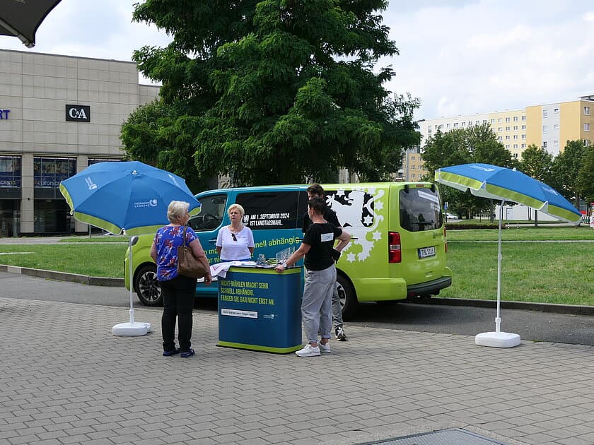 Mobiler Infostand für die Landtagswahl. © Stadt Gera