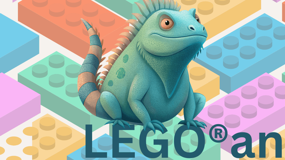 ein grünlicher Leguan sitzt auf mehrfarbigen Steinen. © Canva