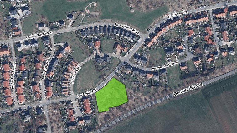 Luftbild Gemeinbedarfsfläche im Wohn- und Gewerbegebiet "Am Trebnitzer Kreuz"