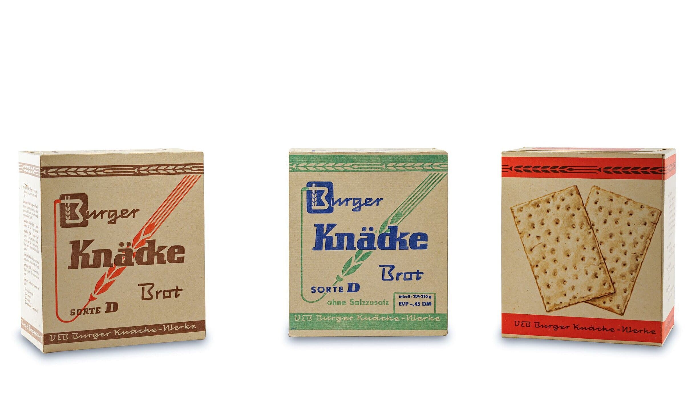 Paul Helmut Becker Verpackungen für den VEB Burger Knäcke-Werk, 1956/57. © Alexander Burzik