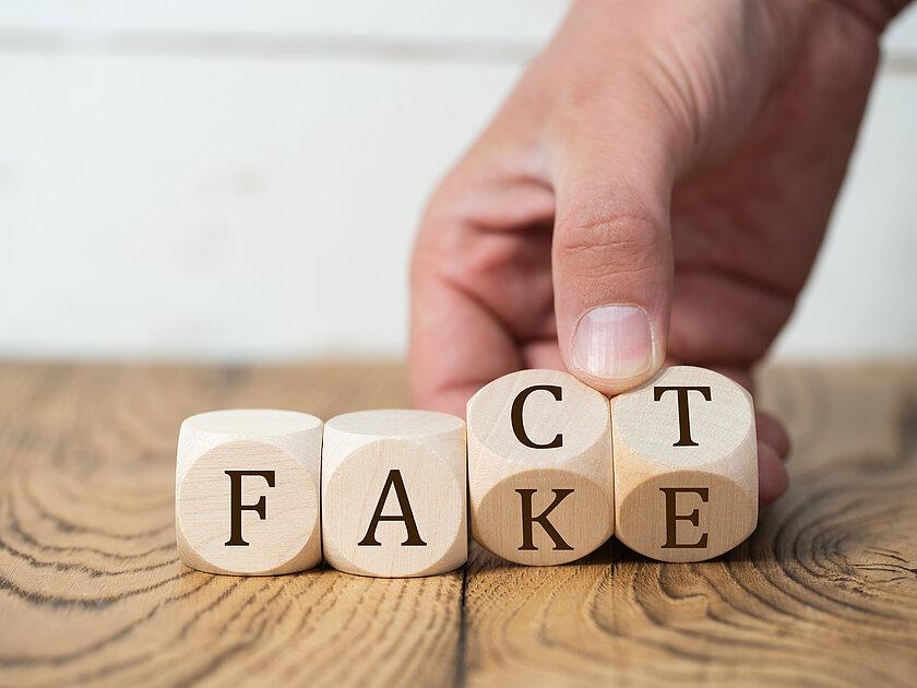 Symbolbild Unterschied "Fact und Fake"