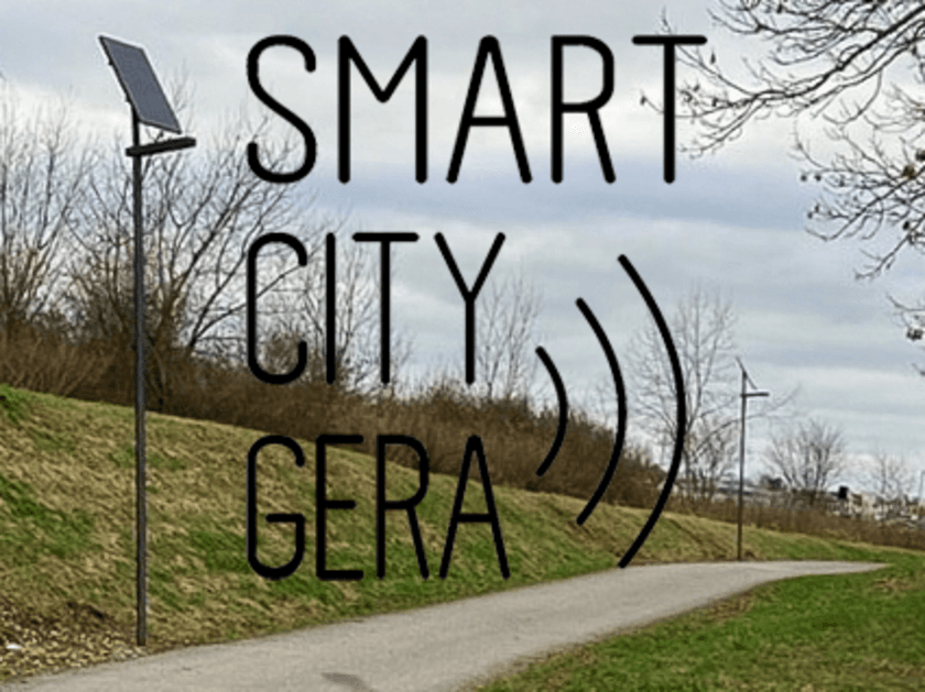 Solarleuchten am Elster-Ufer-Radweg. © Stadt Gera