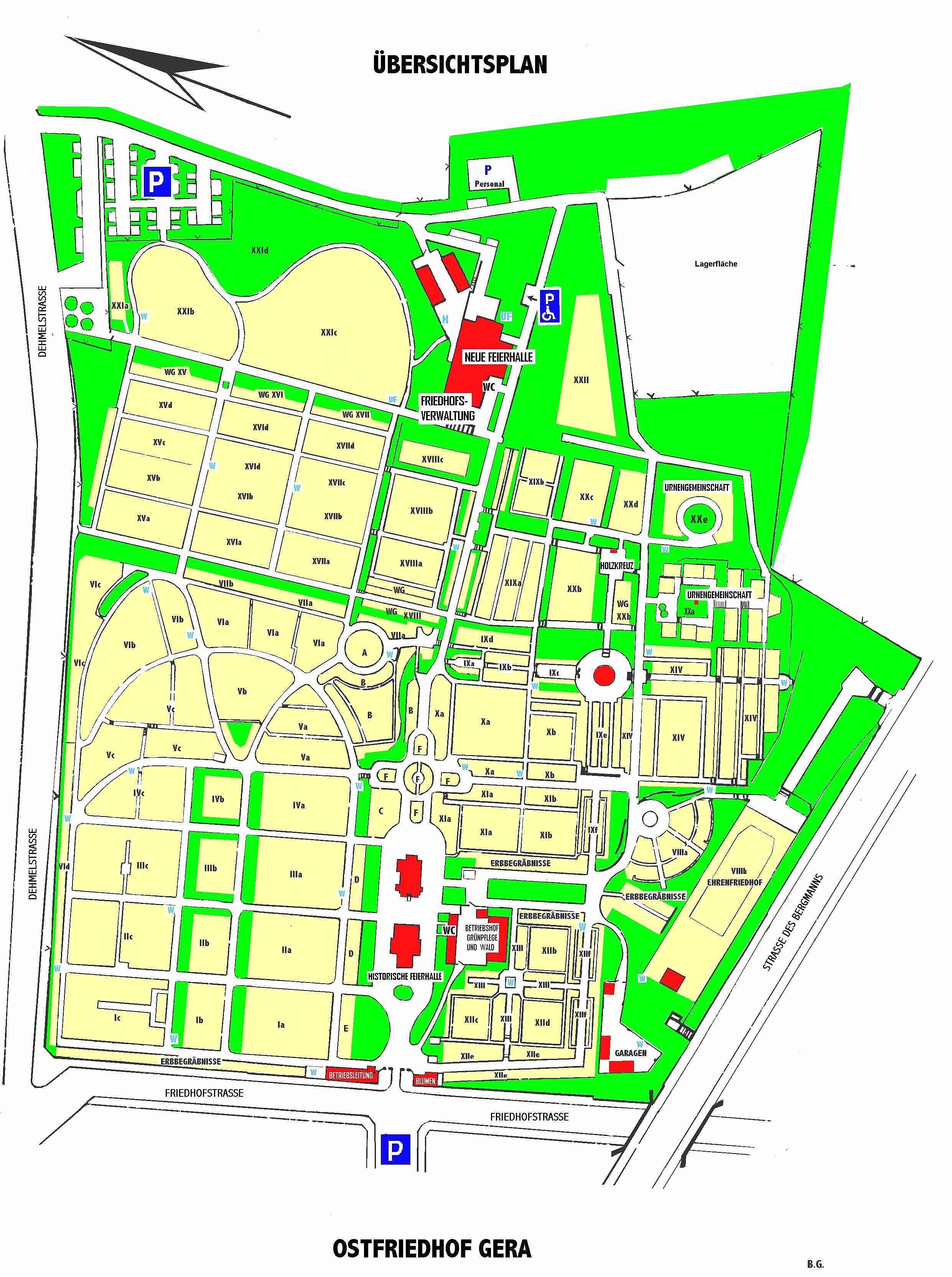 Lageplan des Ostfriedhofs