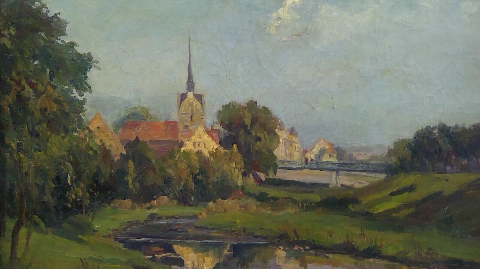 Blick auf Gera-Untermhaus, 1938, Öl auf Leinwand. © Kunstsammlung Gera