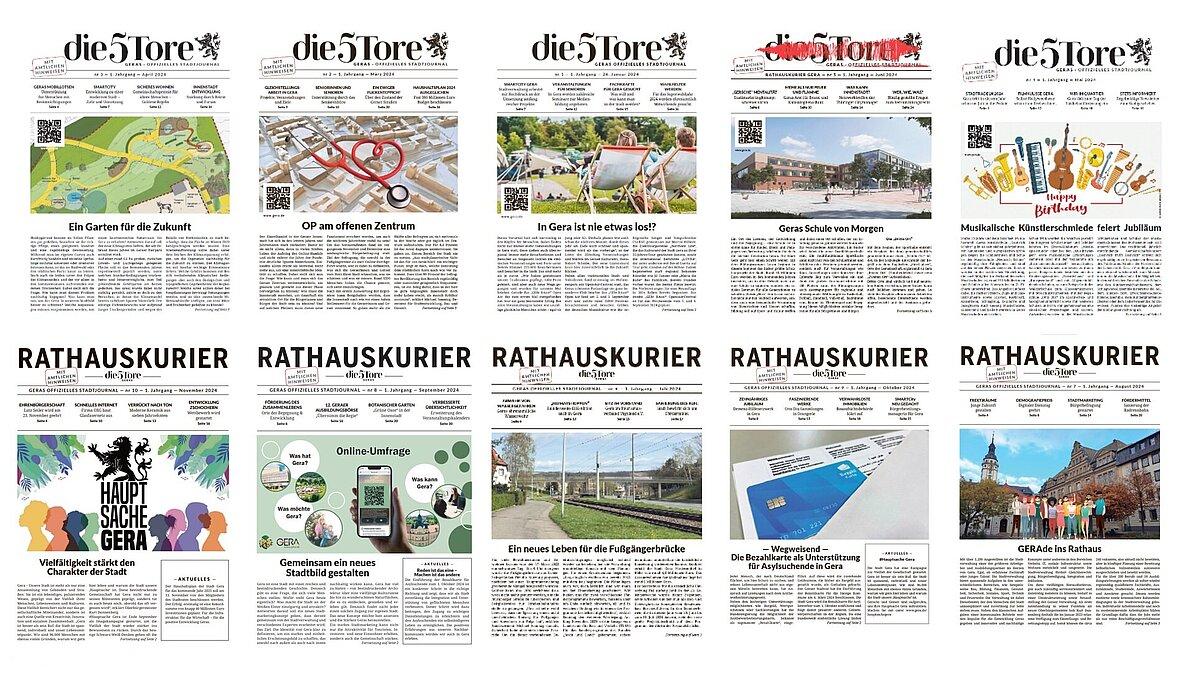 Stadtjournal "die 5 Tore" und "Rathauskurier". © Stadt Gera