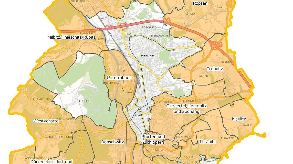 Übersicht Ortsteile . © Stadtverwaltung Gera - GIS