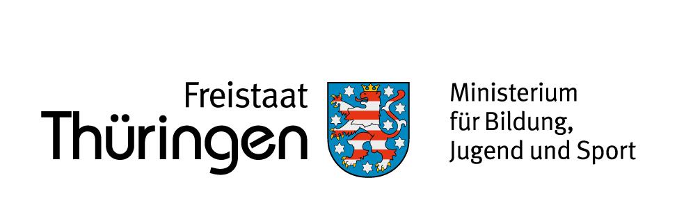 Leitmarke des Freistaats Thüringen mit Absenderfahne des Thüringer Ministeriums für Bildung, Jugend und Sport